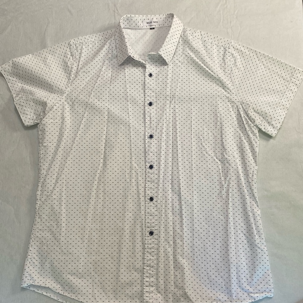 Muse Fath White Patterned Button Down